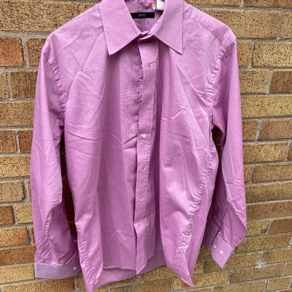 Vintage 100% Cotton Gucci Dress Shirt Pink Size 42 / 16.5